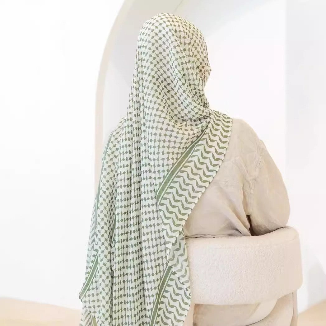 Keffiyeh Printed Chiffon Hijab Scarf