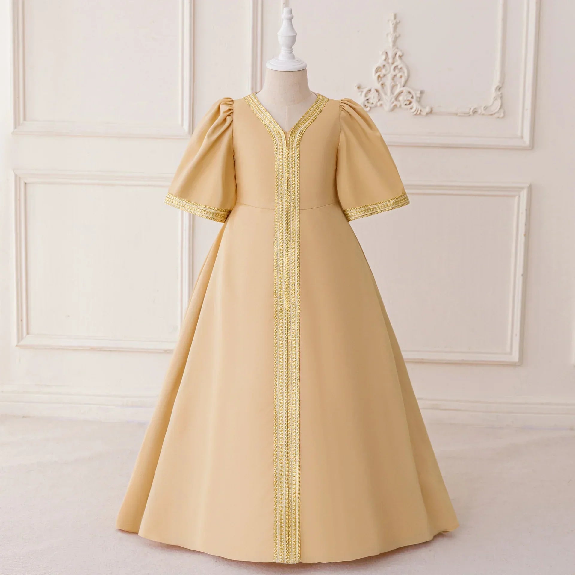 beige eid dress Girls Eid Dress – LM214