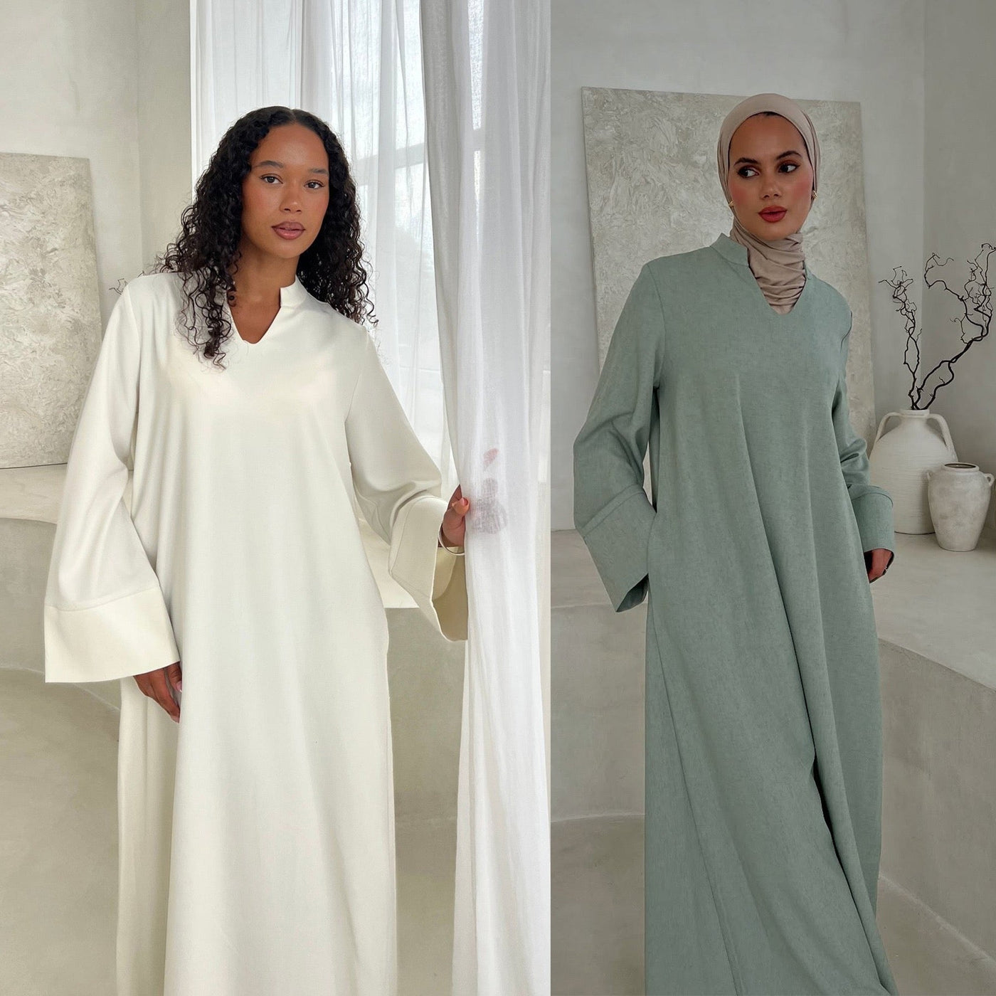LM308 Abaya Dress with Pockets – Long Sleeve Maxi with Wide Cuffs