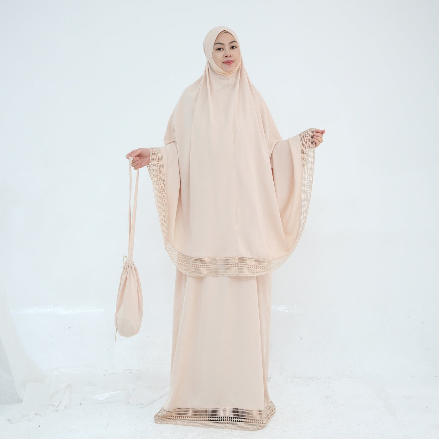 LM300 Khimar Prayer Set – 4-Piece Modest Outfit with Lace Trim