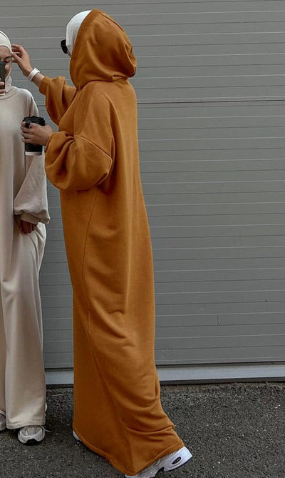 LM303 Hooded Abaya Sweatshirt Dress – Casual Long Sleeve Modest Wear