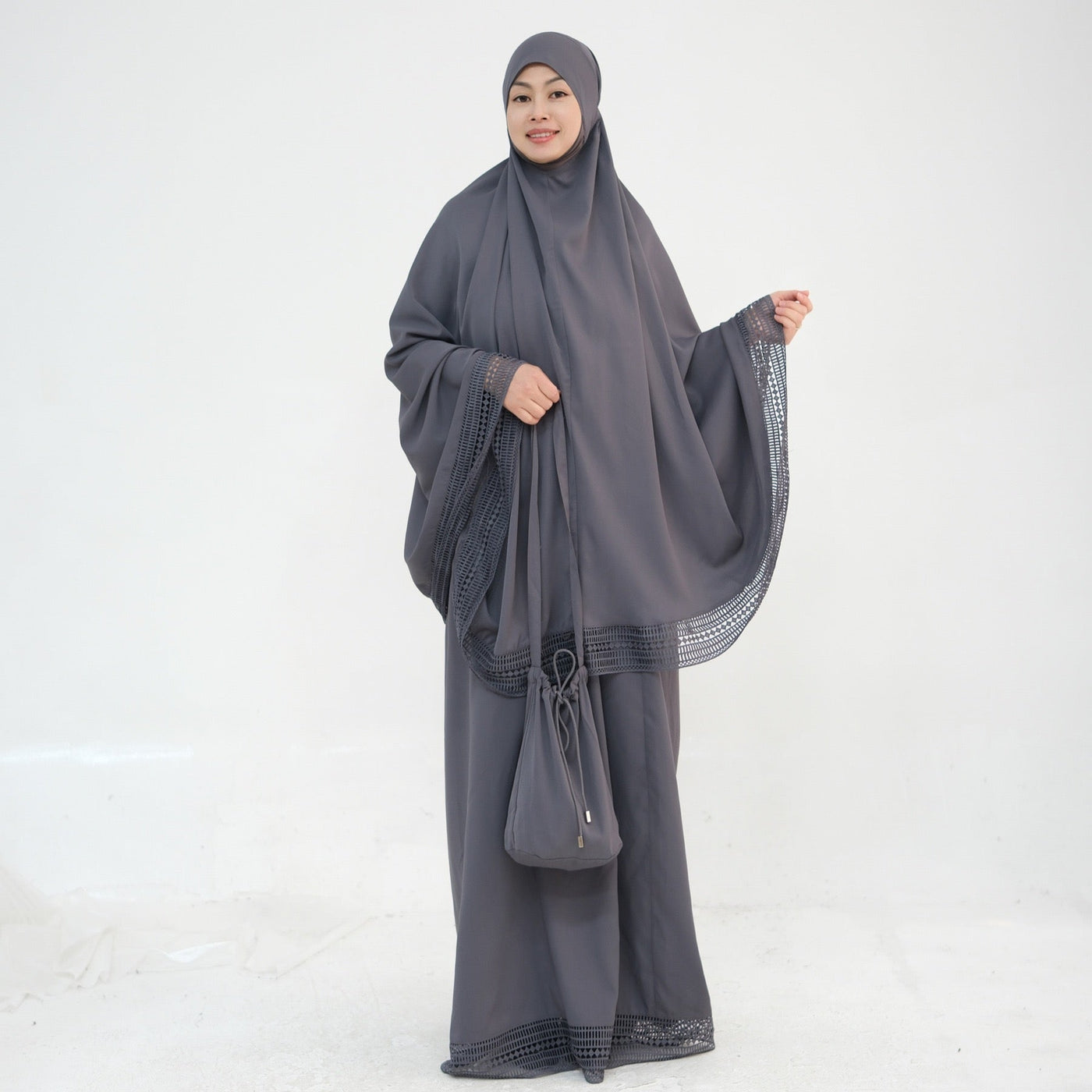 LM300 Khimar Prayer Set – 4-Piece Modest Outfit with Lace Trim