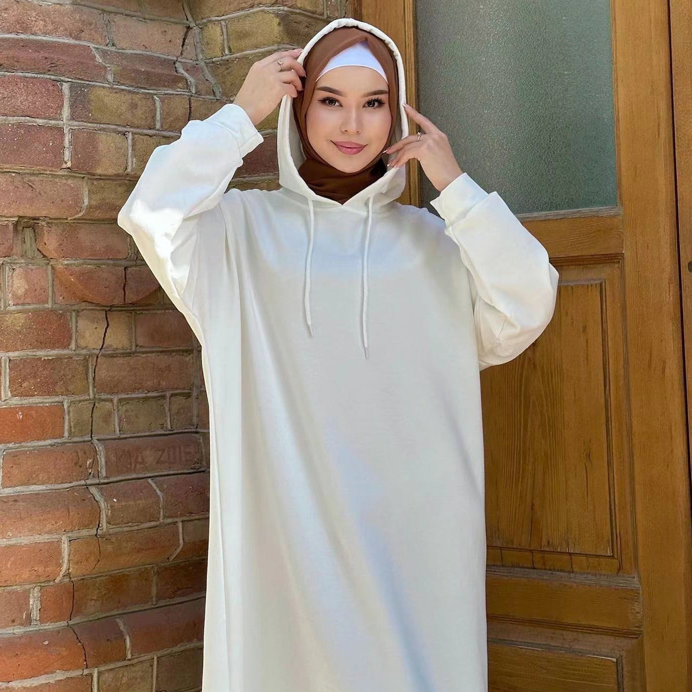 LM303 Hooded Abaya Sweatshirt Dress – Casual Long Sleeve Modest Wear