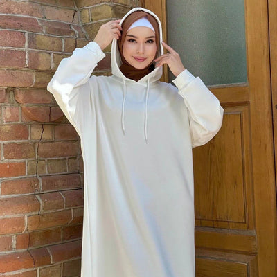 LM303 Hooded Abaya Sweatshirt Dress – Casual Long Sleeve Modest Wear