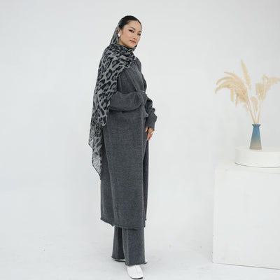 LM226 Winter Knit 3-Piece Abaya Set for Muslim Women – Modest Co-ord