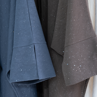 LM223 Crinkle Open Abaya – Textured Maxi Duster with Wide Sleeves, Winter Layering, Tall 60-Inch Length Option (S–XXL)
