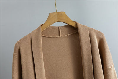 LM221 Abaya 3-Piece Set – Cardigan, Mock-Neck Top & Wide-Leg Pants with Geometric Jacquard Cuffs & Hem | Modest Winter Layering