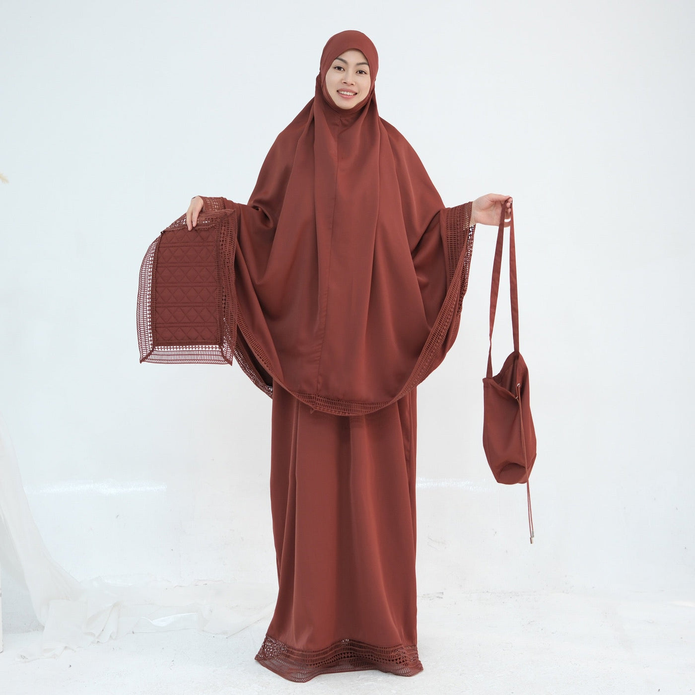 LM300 Khimar Prayer Set – 4-Piece Modest Outfit with Lace Trim