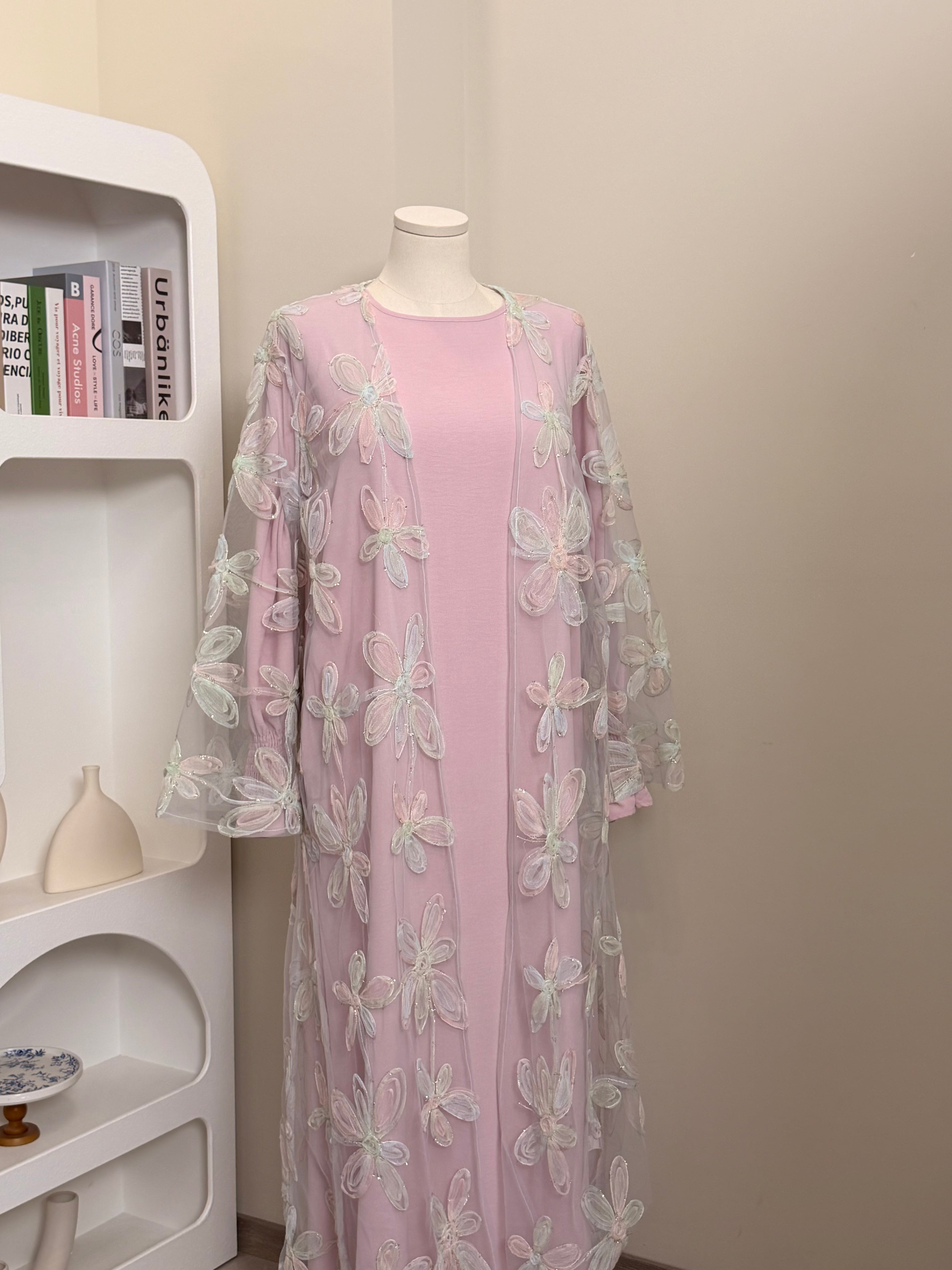 knee length dresses for ladies Swan - Peach Pink Kimono Robe - Maxi Kimono Robe