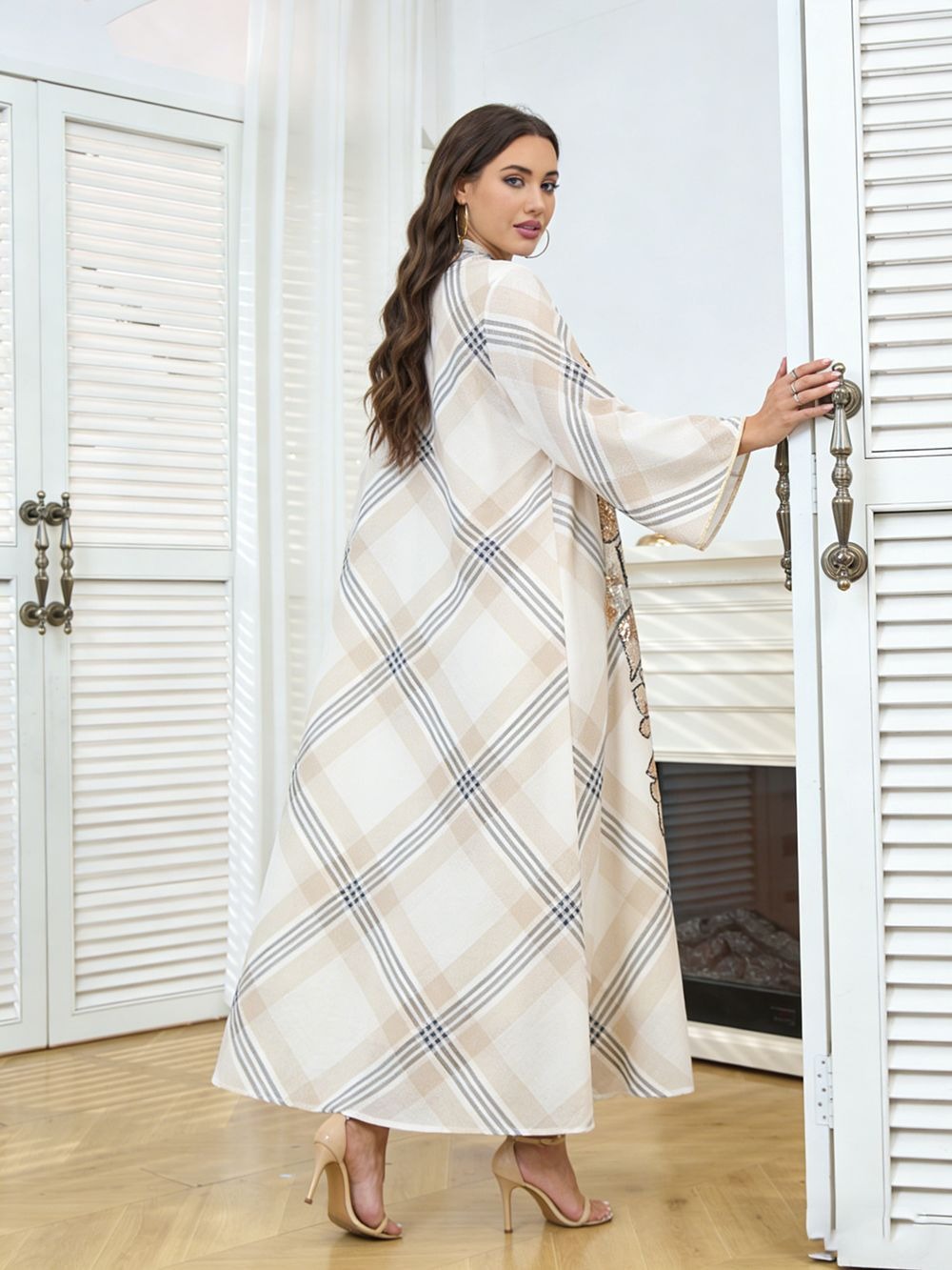 sequin abaya dress Net Sequin Shrug Abaya Satin Inner Party Dress XS / 58[+$4.99]