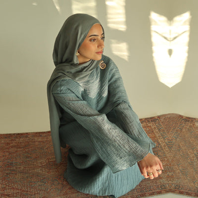 LM305 Double Layer Abaya Dress – Soft Tencel Knit Long Sleeve Maxi