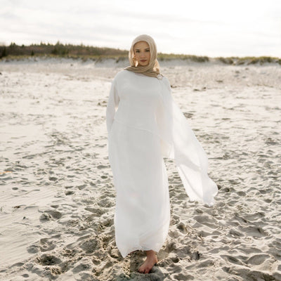 LM305 Double Layer Abaya Dress – Soft Tencel Knit Long Sleeve Maxi