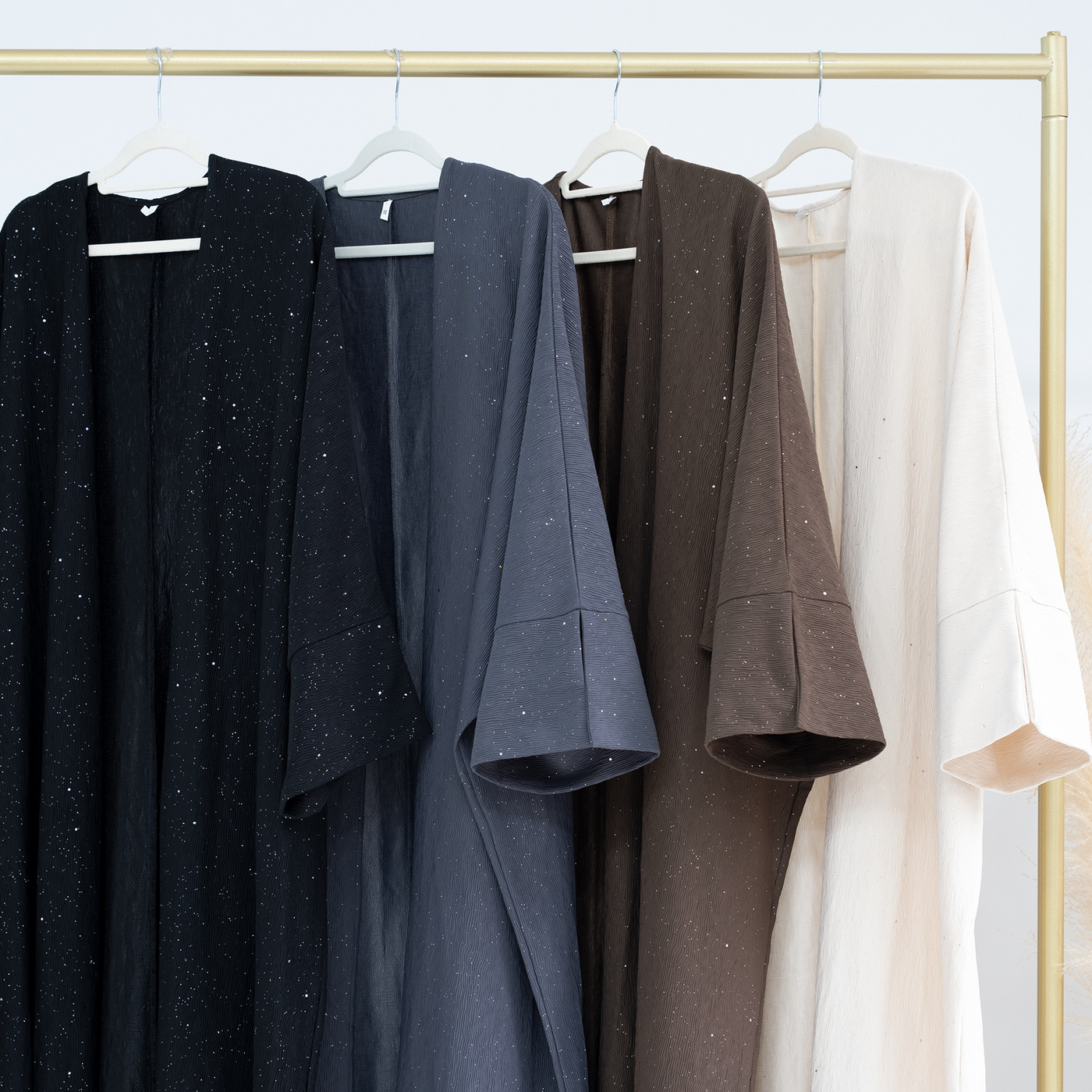 LM223 Crinkle Open Abaya – Textured Maxi Duster with Wide Sleeves, Winter Layering, Tall 60-Inch Length Option (S–XXL)