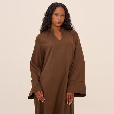LM308 Abaya Dress with Pockets – Long Sleeve Maxi with Wide Cuffs