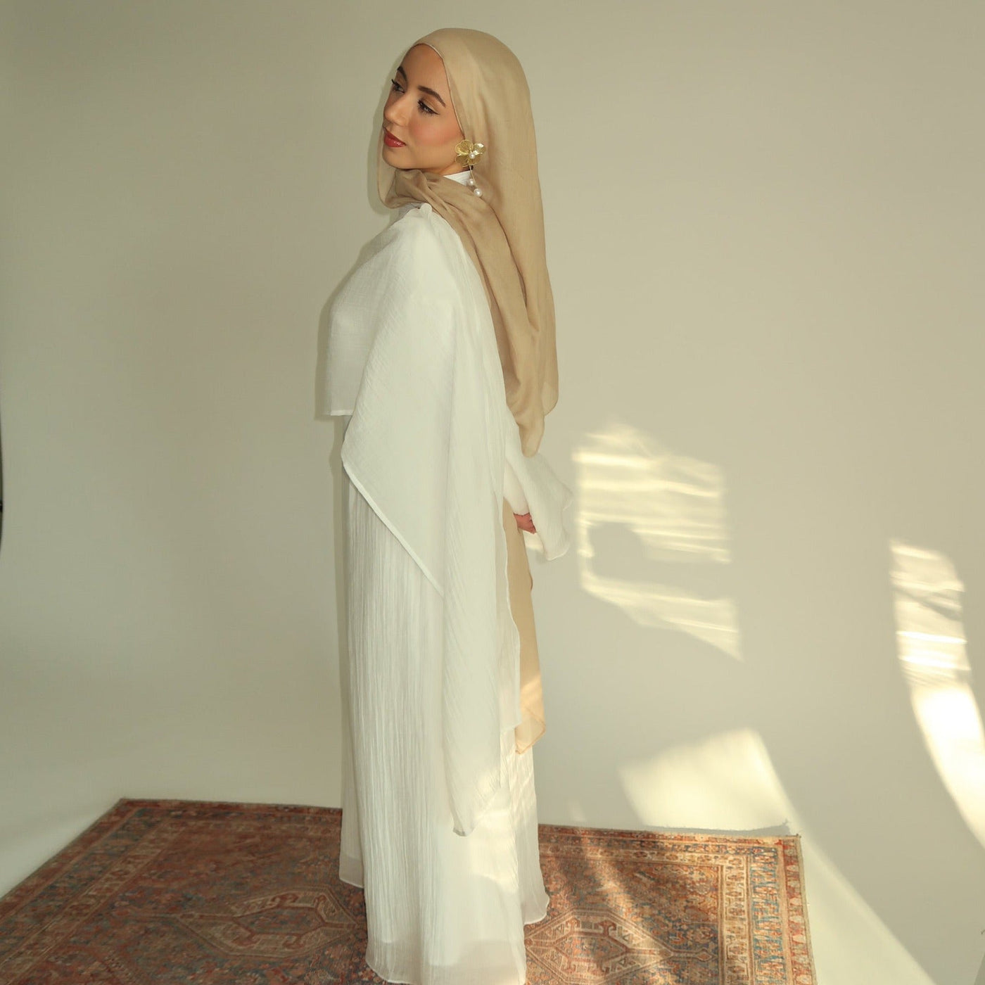 LM305 Double Layer Abaya Dress – Soft Tencel Knit Long Sleeve Maxi