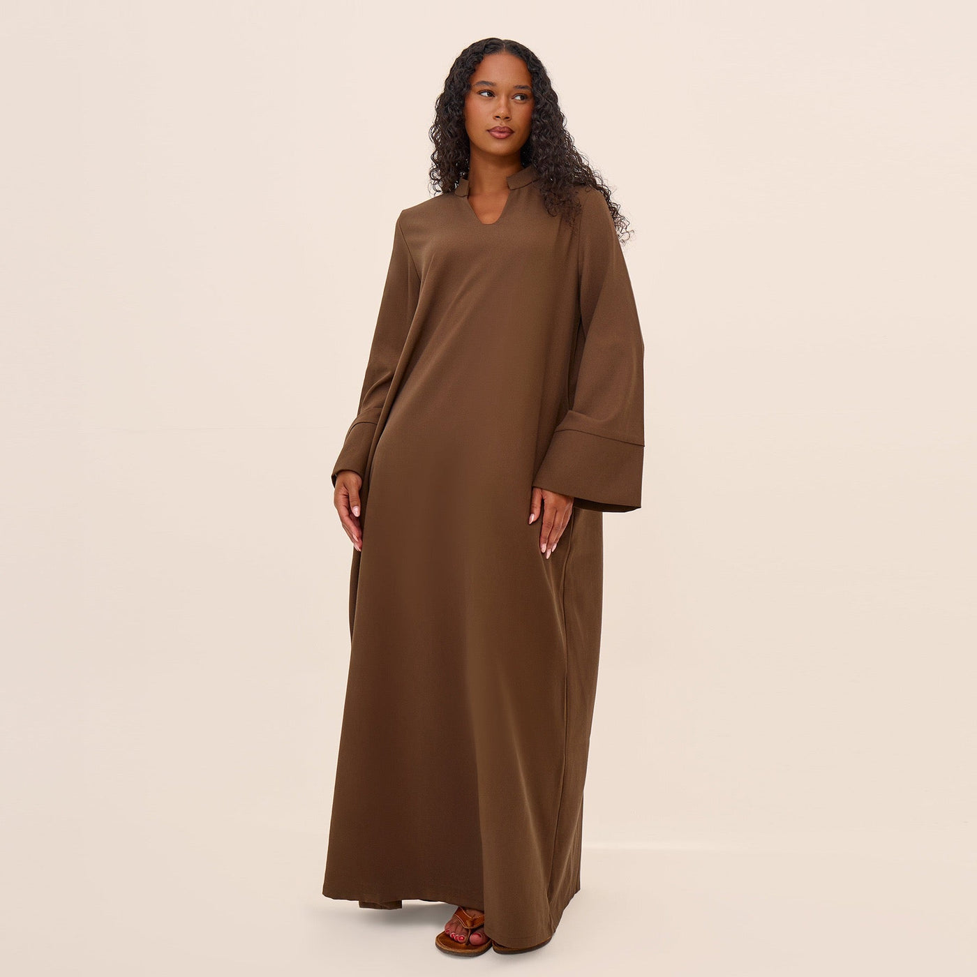 LM308 Abaya Dress with Pockets – Long Sleeve Maxi with Wide Cuffs