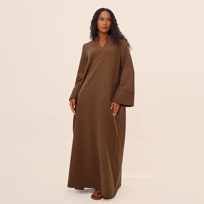 LM308 Abaya Dress with Pockets – Long Sleeve Maxi with Wide Cuffs
