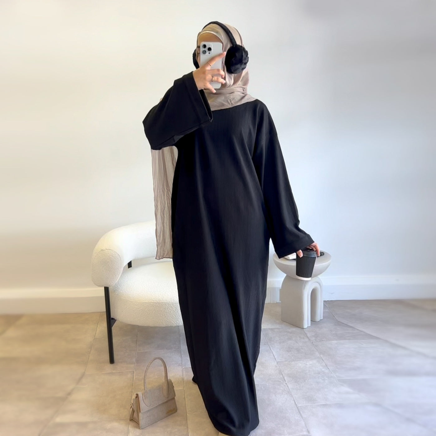 LM092 Loose Abaya Dress for Women – Oversized, Balloon Sleeve, Full-Length Modest Islamic Wear