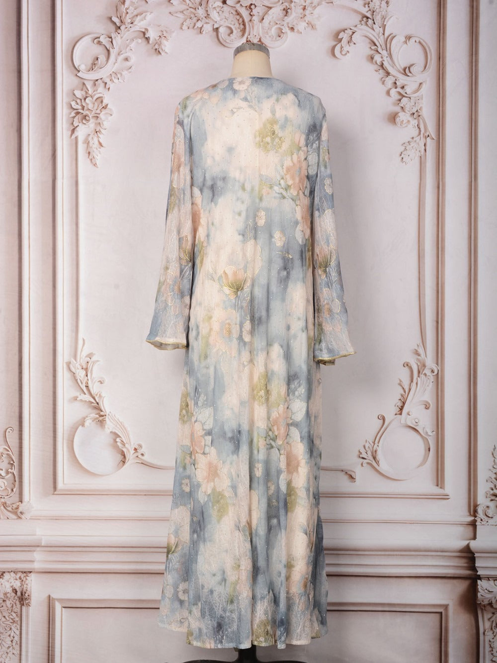 LM350 Floral Beaded Abaya Dress | Elegant Modest Eid Wear  LumosModesty