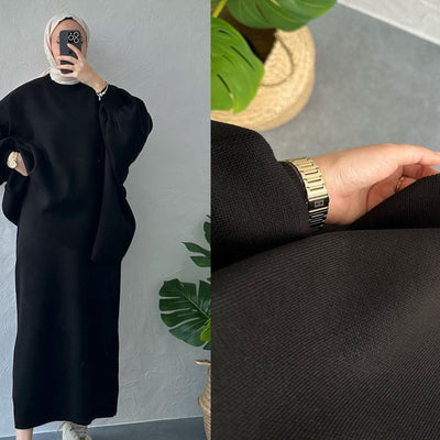 LM224 Winter Knit Modest Set – 2-Piece Co-ord (Long-Sleeve Top + Maxi Knit Skirt) | Hijab-Friendly, Opaque & Warm