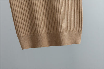 LM221 Abaya 3-Piece Set – Cardigan, Mock-Neck Top & Wide-Leg Pants with Geometric Jacquard Cuffs & Hem | Modest Winter Layering