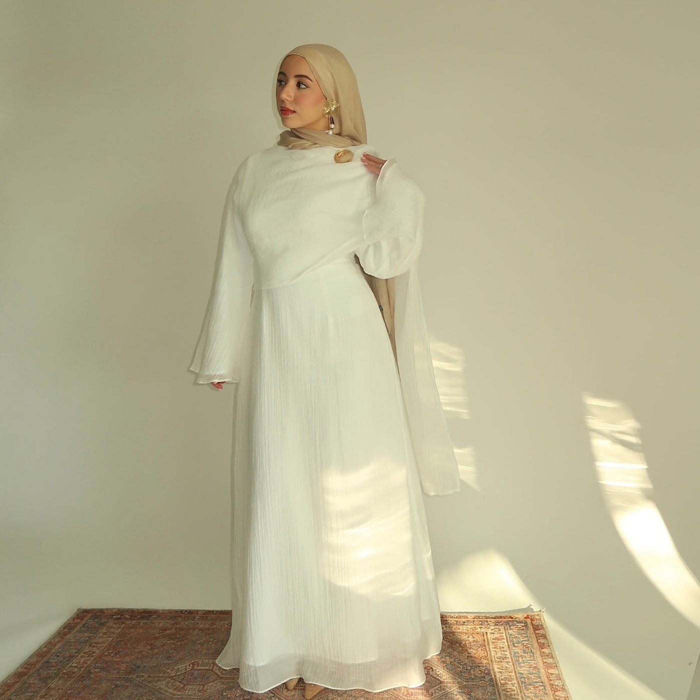 LM305 Double Layer Abaya Dress – Soft Tencel Knit Long Sleeve Maxi