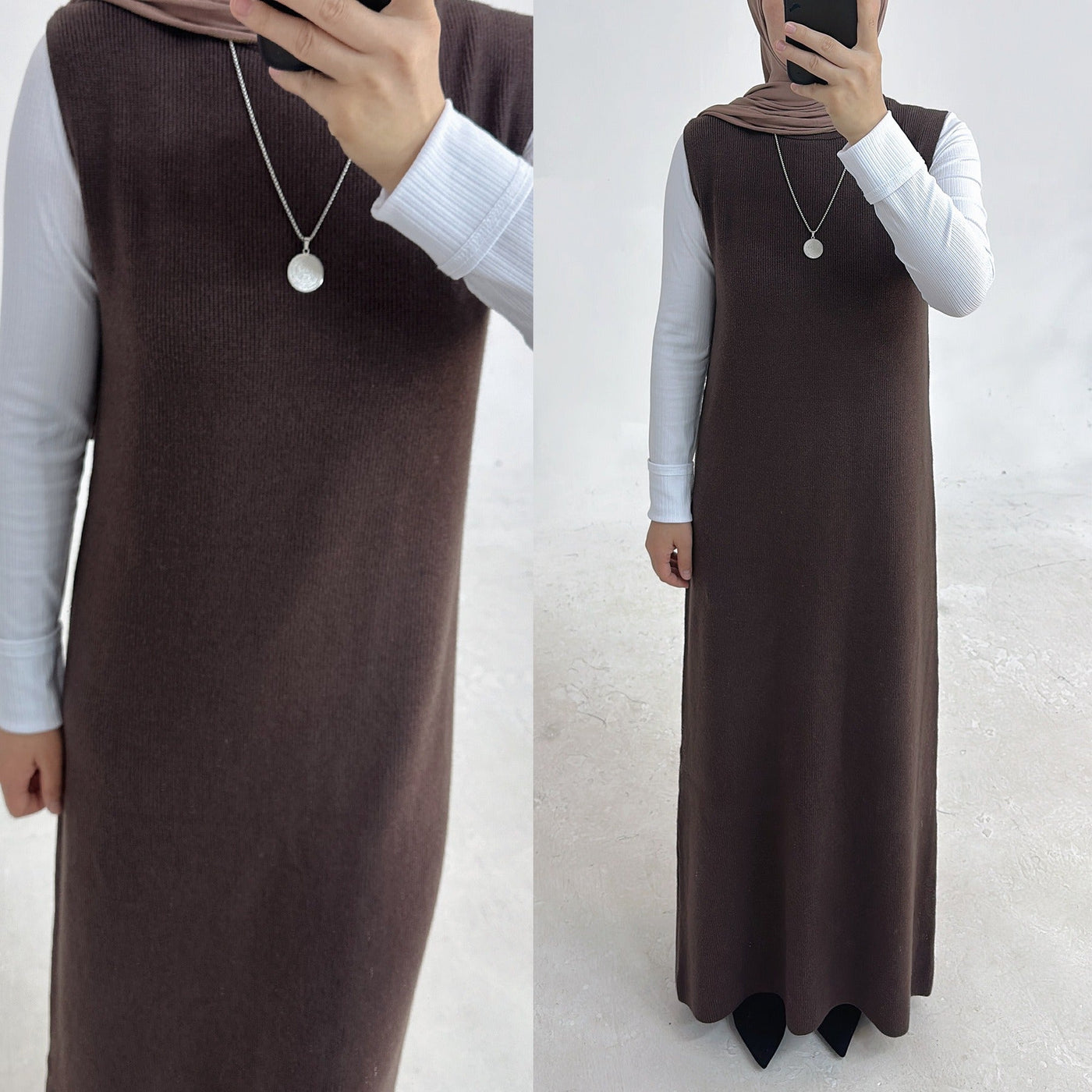 LM229 Winter Knit Abaya Set – 2-Piece Modest Co-ord with Pockets