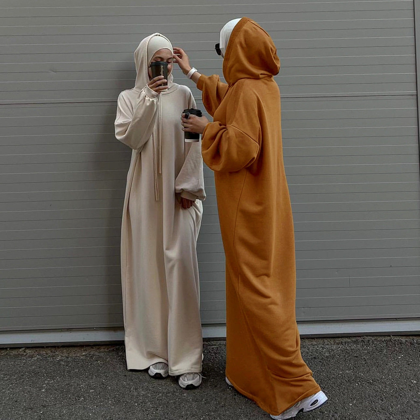 LM303 Hooded Abaya Sweatshirt Dress – Casual Long Sleeve Modest Wear