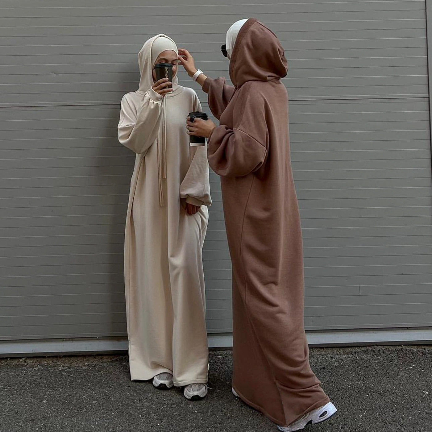 LM303 Hooded Abaya Sweatshirt Dress – Casual Long Sleeve Modest Wear