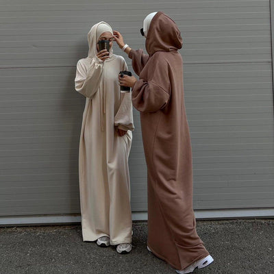LM303 Hooded Abaya Sweatshirt Dress – Casual Long Sleeve Modest Wear