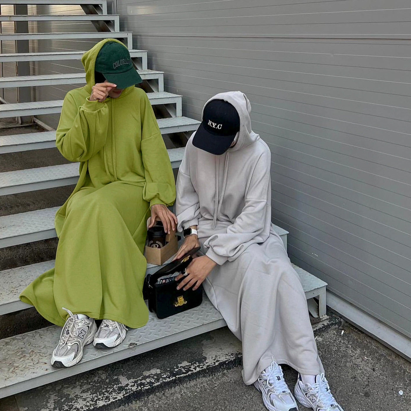 LM303 Hooded Abaya Sweatshirt Dress – Casual Long Sleeve Modest Wear