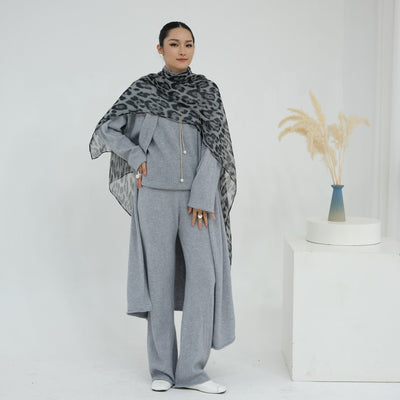 LM226 Winter Knit 3-Piece Abaya Set for Muslim Women – Modest Co-ord