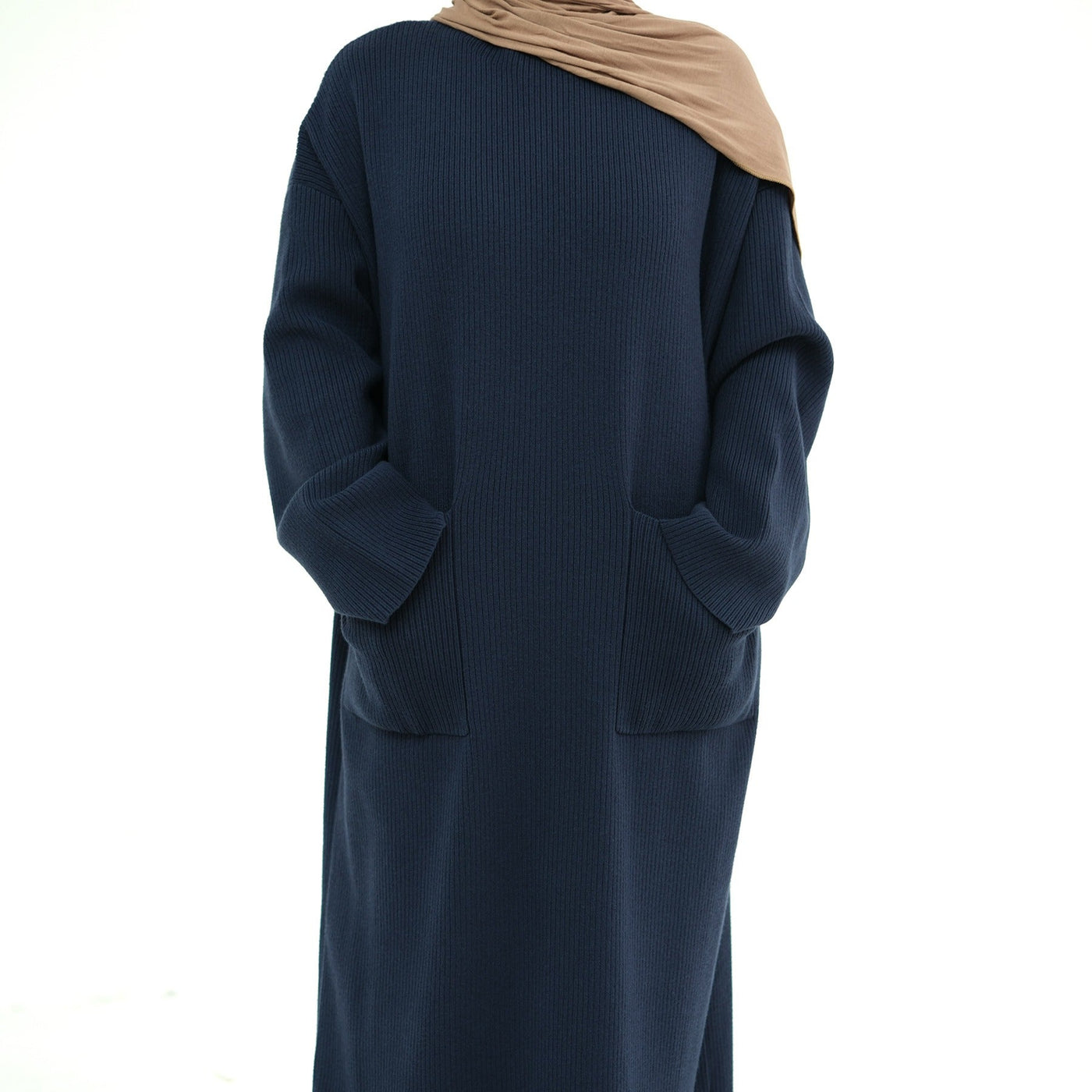 LM227 Winter Abaya with Pockets – Belted Long Sleeve Modest Dress