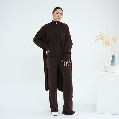 LM226 Winter Knit 3-Piece Abaya Set for Muslim Women – Modest Co-ord