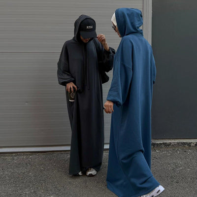 LM303 Hooded Abaya Sweatshirt Dress – Casual Long Sleeve Modest Wear