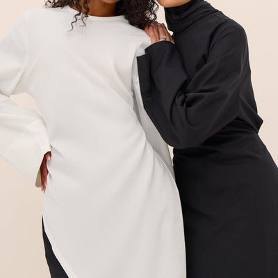 LM306 Cotton Linen Two-Piece Set – Asymmetric Top & Maxi Skirt Modest Outfit