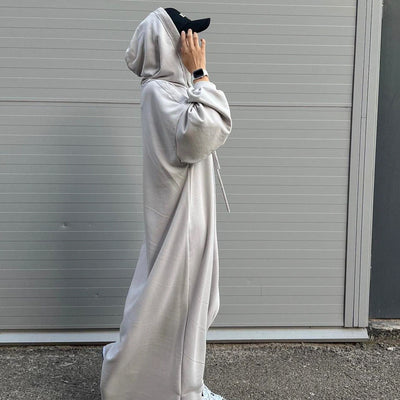 LM303 Hooded Abaya Sweatshirt Dress – Casual Long Sleeve Modest Wear