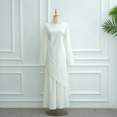 LM306 Cotton Linen Two-Piece Set – Asymmetric Top & Maxi Skirt Modest Outfit