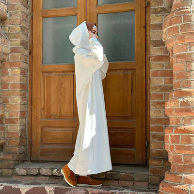 LM303 Hooded Abaya Sweatshirt Dress – Casual Long Sleeve Modest Wear