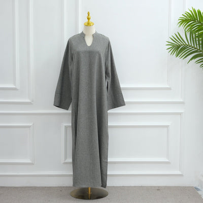 LM308 Abaya Dress with Pockets – Long Sleeve Maxi with Wide Cuffs