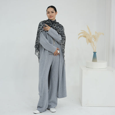 LM226 Winter Knit 3-Piece Abaya Set for Muslim Women – Modest Co-ord