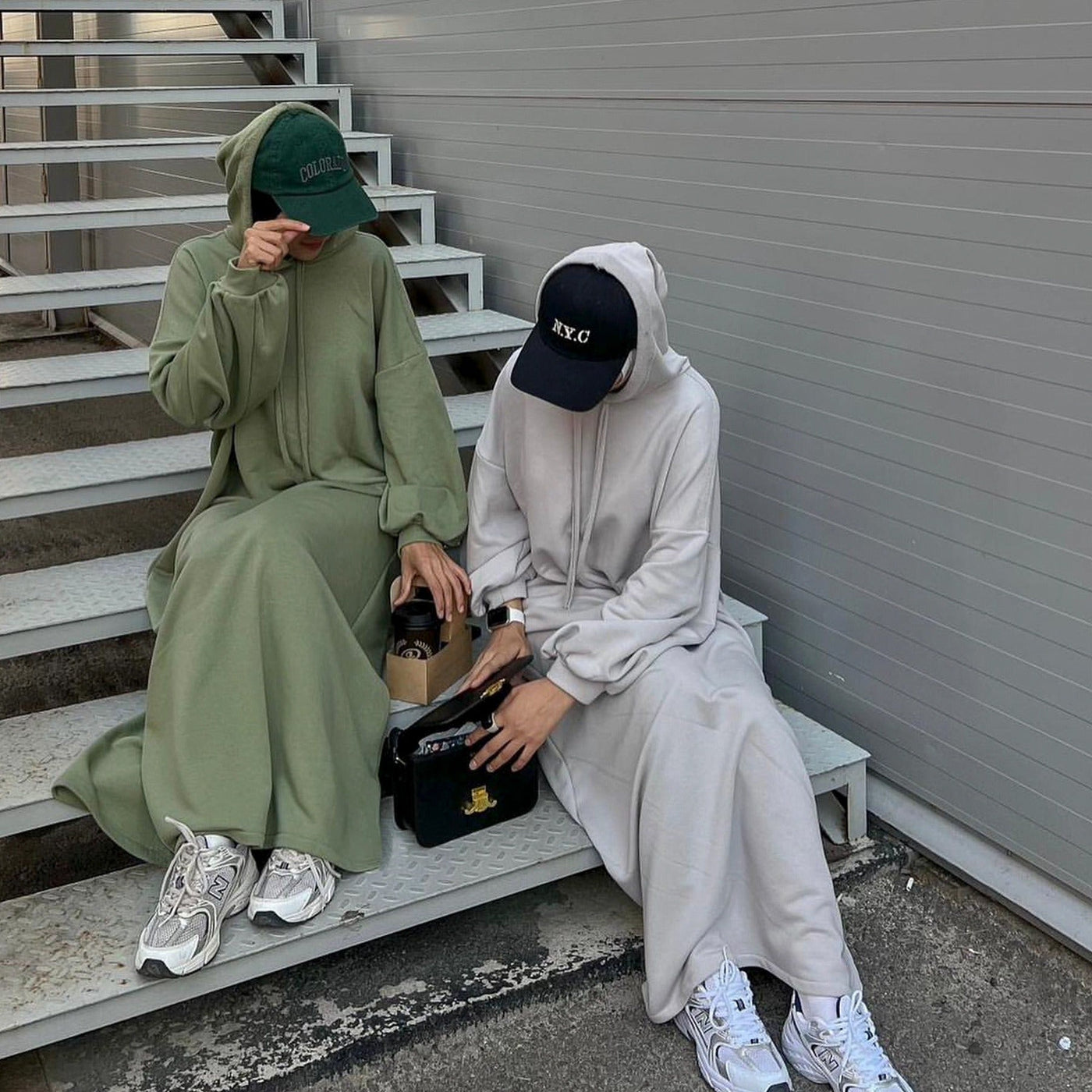 LM303 Hooded Abaya Sweatshirt Dress – Casual Long Sleeve Modest Wear