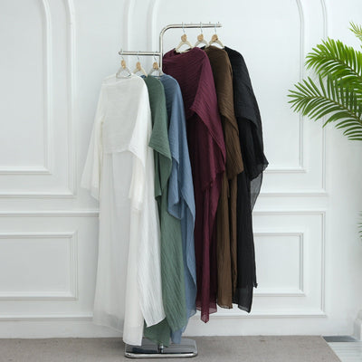 LM305 Double Layer Abaya Dress – Soft Tencel Knit Long Sleeve Maxi