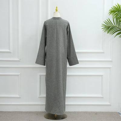 LM308 Abaya Dress with Pockets – Long Sleeve Maxi with Wide Cuffs