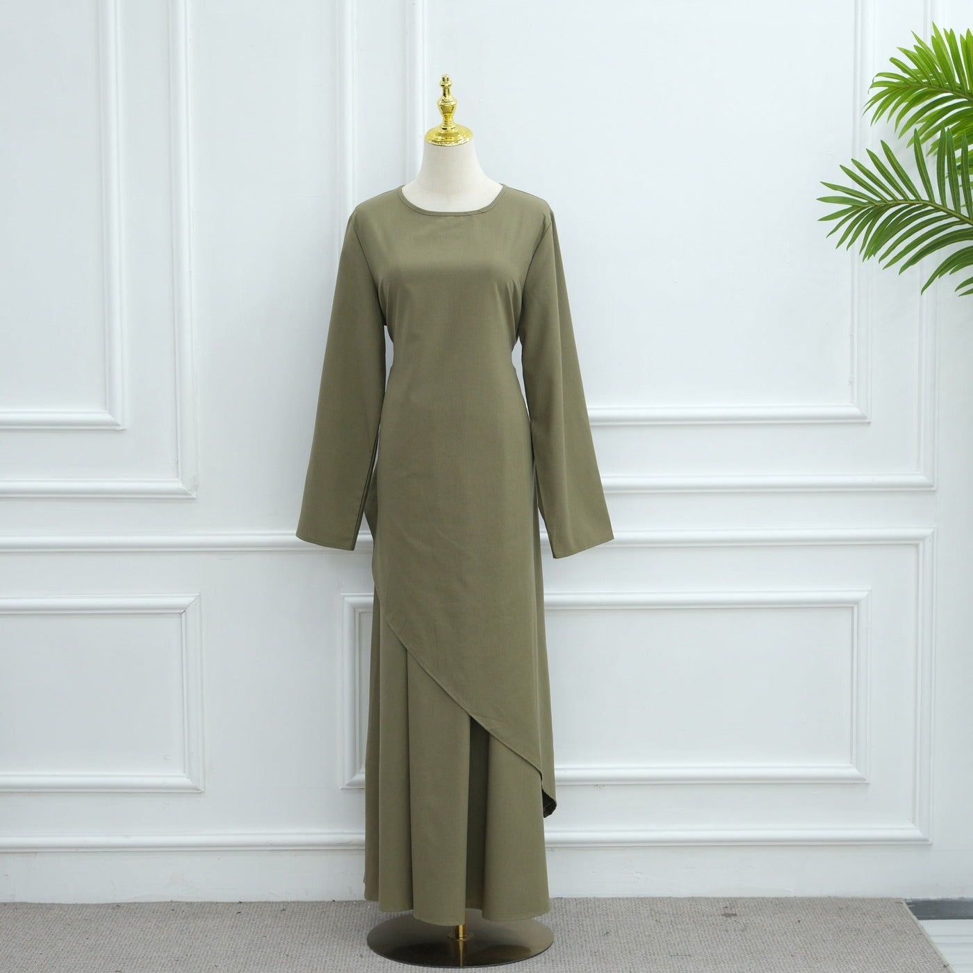 LM306 Cotton Linen Two-Piece Set – Asymmetric Top & Maxi Skirt Modest Outfit