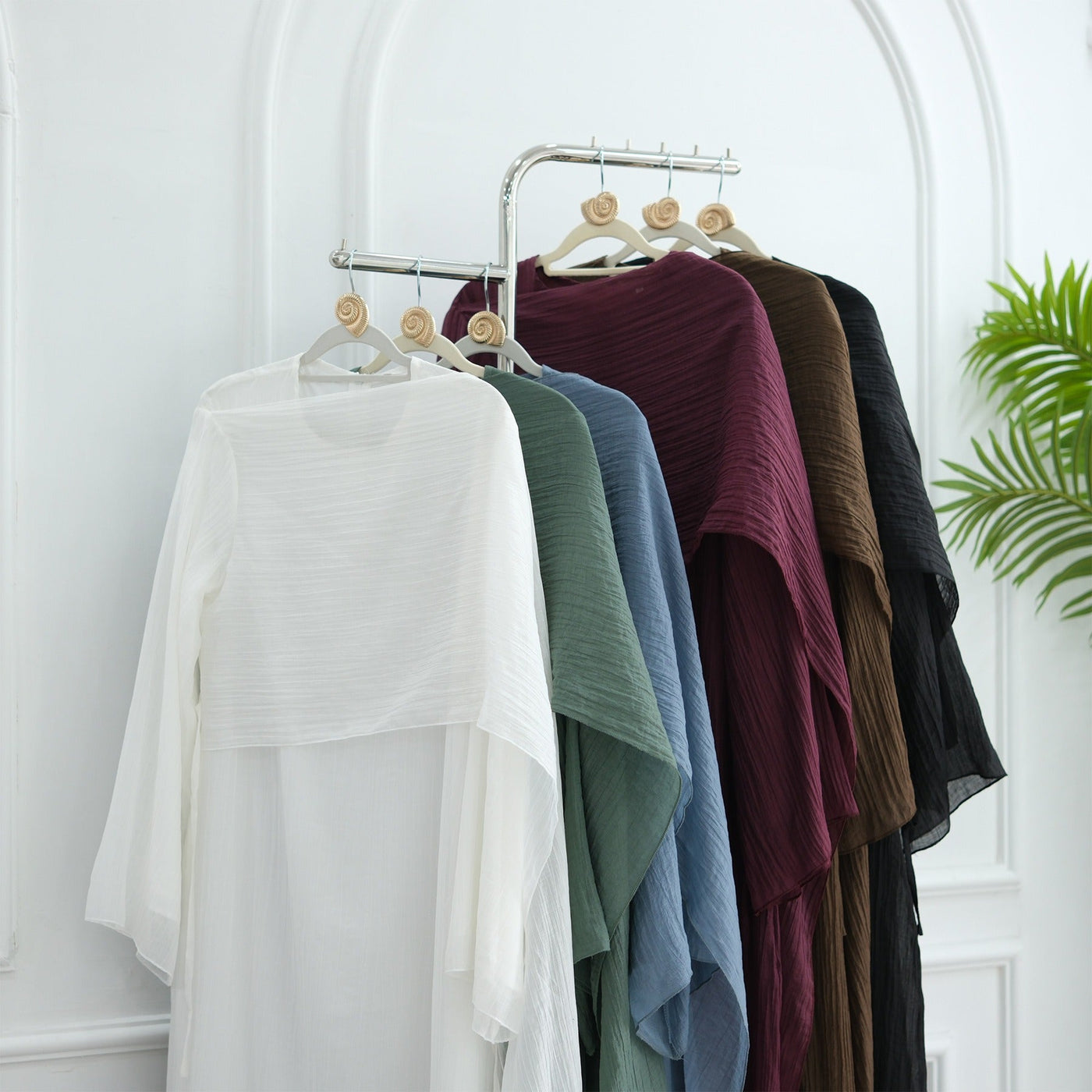 LM305 Double Layer Abaya Dress – Soft Tencel Knit Long Sleeve Maxi