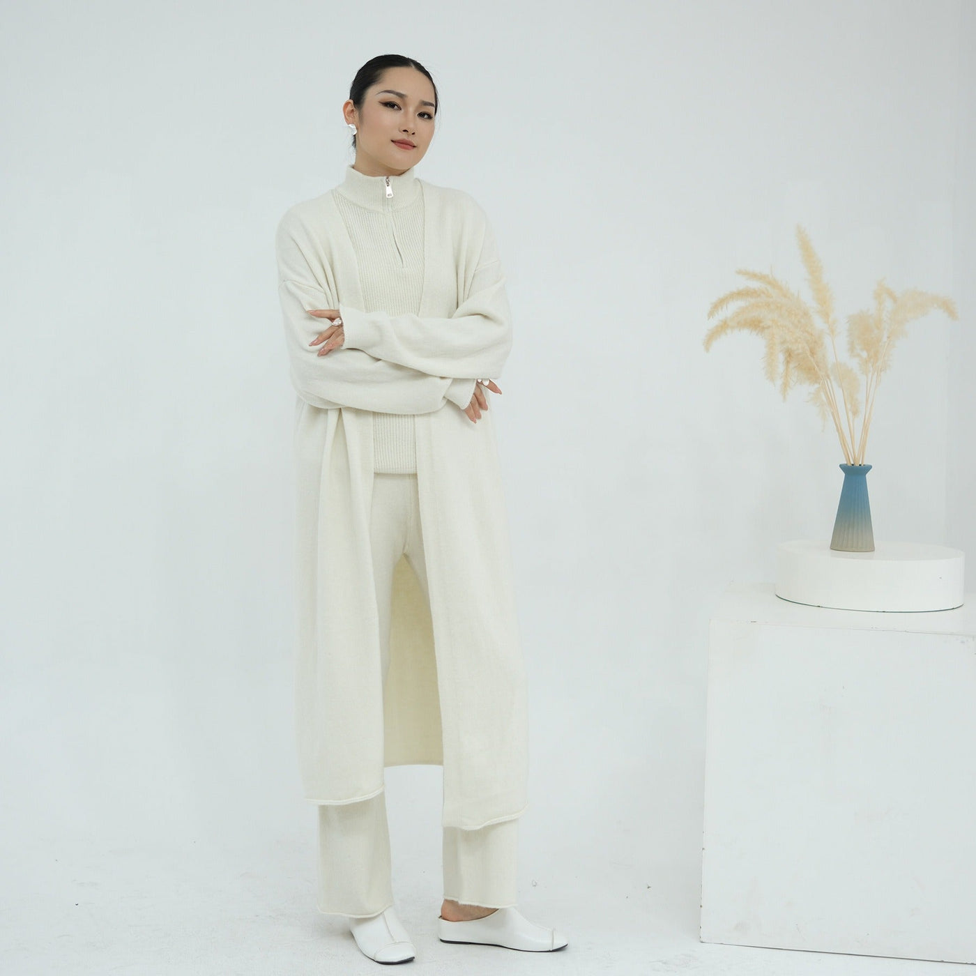 LM226 Winter Knit 3-Piece Abaya Set for Muslim Women – Modest Co-ord