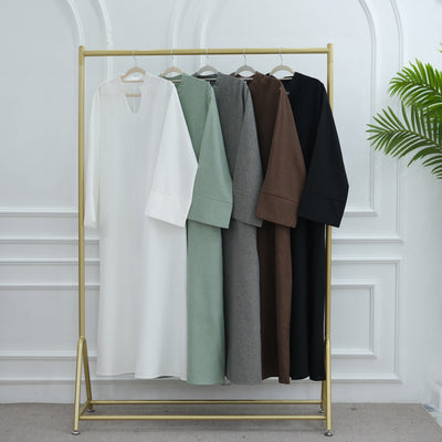 LM308 Abaya Dress with Pockets – Long Sleeve Maxi with Wide Cuffs