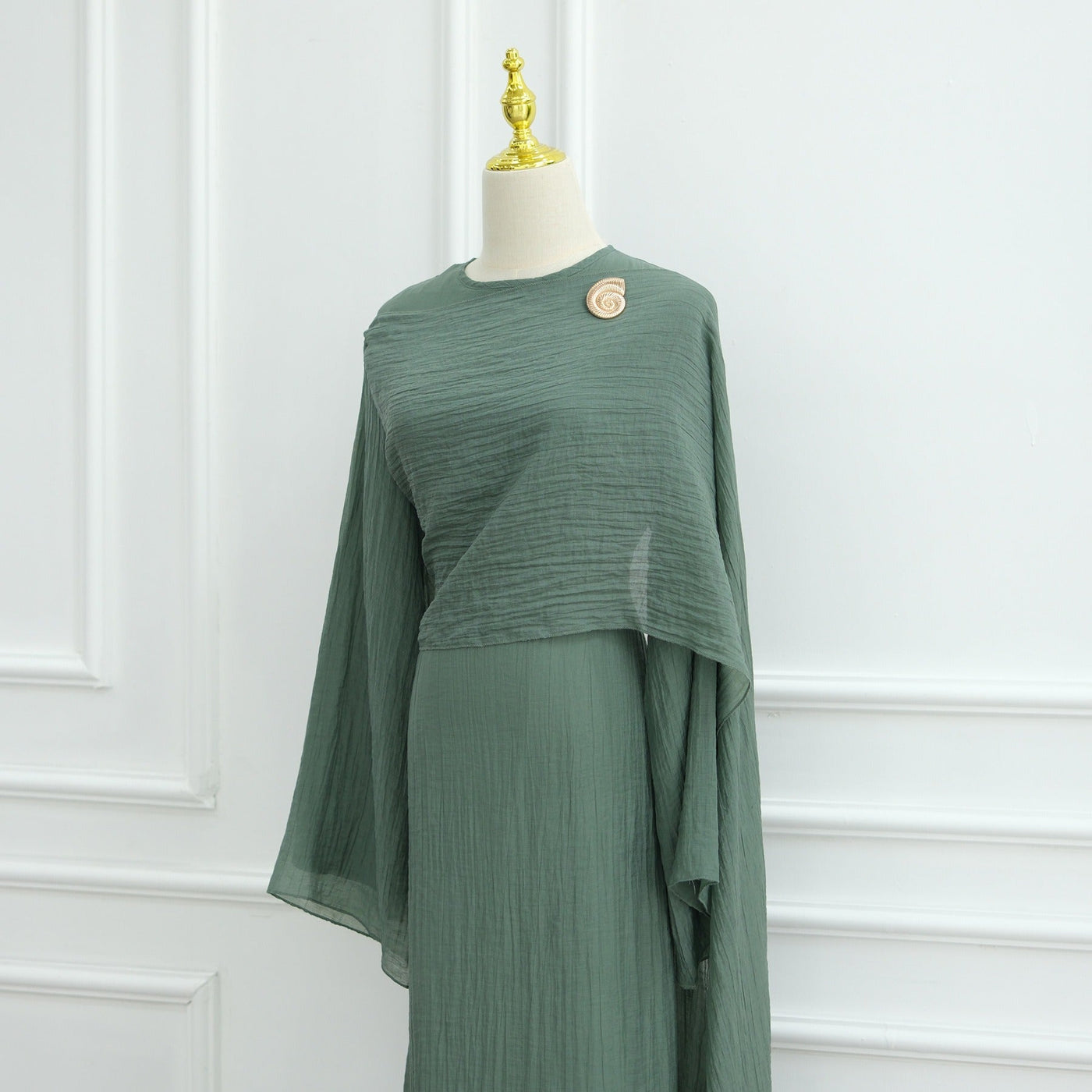 LM305 Double Layer Abaya Dress – Soft Tencel Knit Long Sleeve Maxi