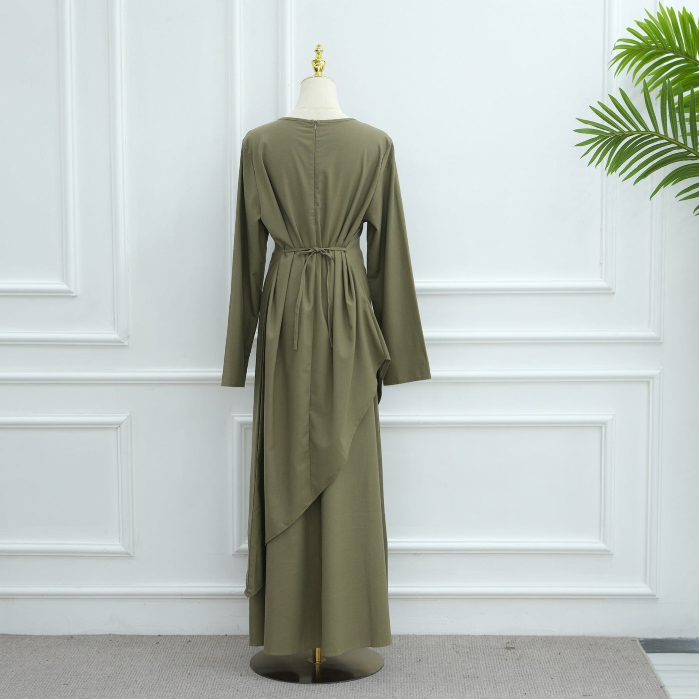 LM306 Cotton Linen Two-Piece Set – Asymmetric Top & Maxi Skirt Modest Outfit